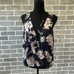Lush • Sleeveless Floral • Cross Front Surplice Top • Sz S • High Low
